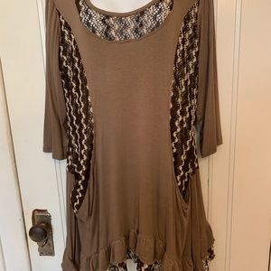 Lily Brown and White Chevron trimmed tunic